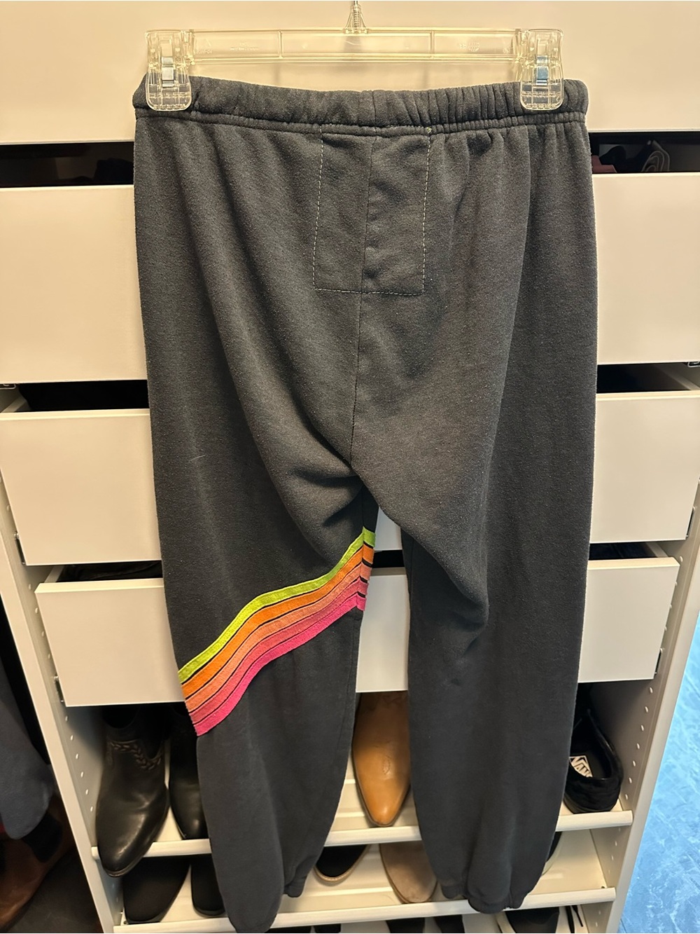 Aviator Nation Gray Sweatpants with Neon Rainbow Stripe Size M - Picture 5 of 5